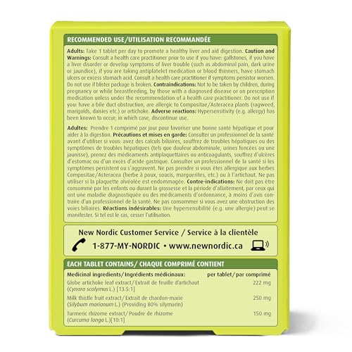 NEW NORDIC Active Liver 30-Day Supply, Daily Liver Supplement, Milk Thistle, Artichoke & Turmeric, 30 Tablets (Pack of 1)