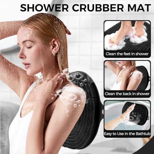 EaTubano Shower Foot Scrubber - XXL Large Silicone Bath Mat for Exfoliating & Massaging Feet in Shower, Non-Slip Suction C...