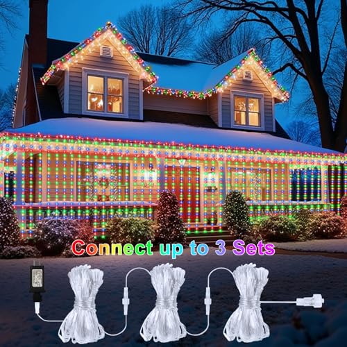 ZAIYW Curtain Lights 600 LED 20Ftx10Ft, Dual Color Changing Curtain Fairy Light Connectable with Timer Remote Waterproof f...