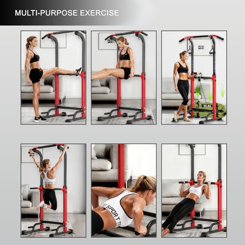 Trlakepreble Power Tower Pull Up Bar,Pull-Up Rack Dip Station,Height Adjustable Multi-functional Home Strength Training Gy...