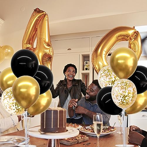 TONIFUL 4 Set Black Gold Balloon Centerpieces for Table,Balloon Stand Kit for Black Gold Party Decor 40th 50th 60th 70th B...