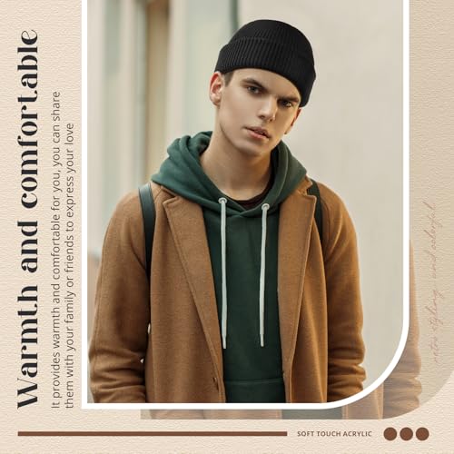 SATINIOR 4 Pieces Trawler Beanie Watch Hat Roll up Edge Skullcap Fisherman Beanie Unisex