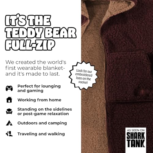 THE COMFY Teddy Bear Quarter-Zip|Oversized All Sherpa Wearable Blanket With Zipper, Seen On Shark Tank