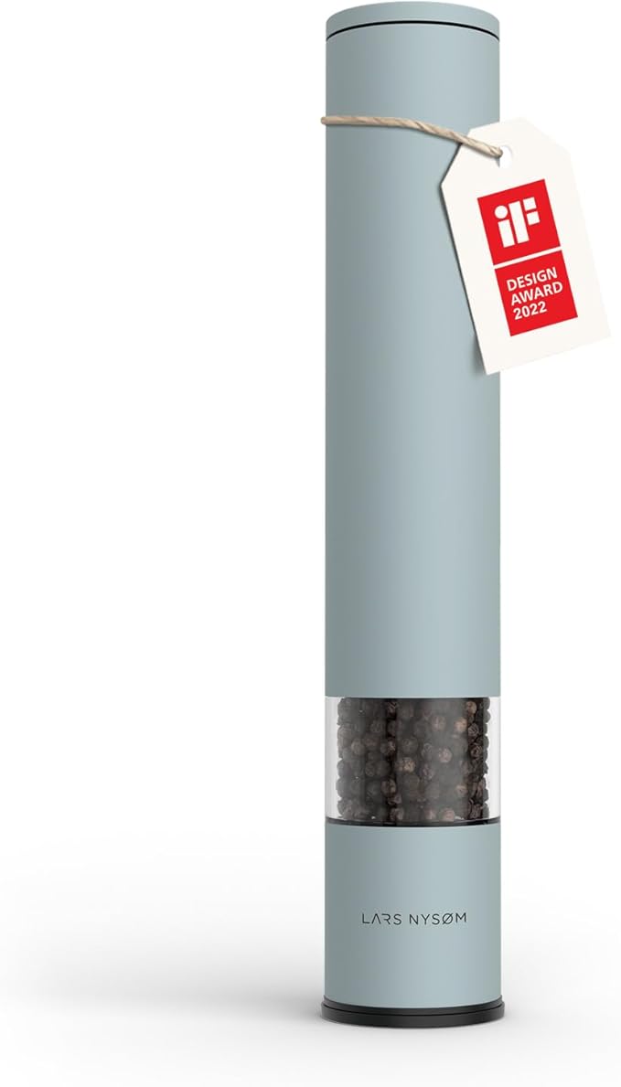 LARS NYSØM Salt Pepper Mill Manual with adjustable ceramic grinder from coarse to fine I Design Spice Mill (Sky Blue)