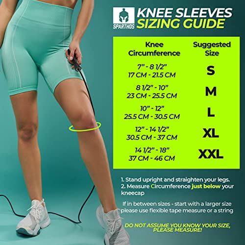 Sparthos Knee Compression Sleeves by (Pair) – Joint Protection and Support for Running, Sports, Knee Pain Relief – Knee Br...