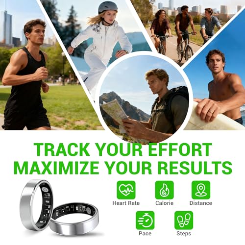 Smart Ring - Free Heart Rate SpO2 Sleep Tracker | No Subscription | IP68 Waterproof Fitness Tracker | 24/7 Activity Monito...