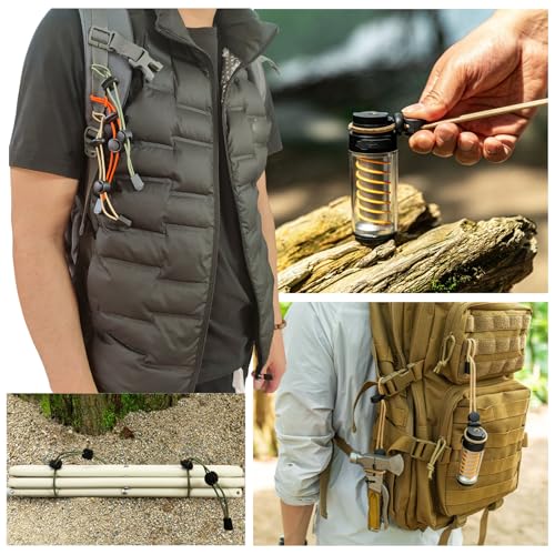 6-Pack Elastic Rope Fasteners - Backpack Accessories for Organizing Gear, Trekking Poles, or Camping Equipment (Army Gree...