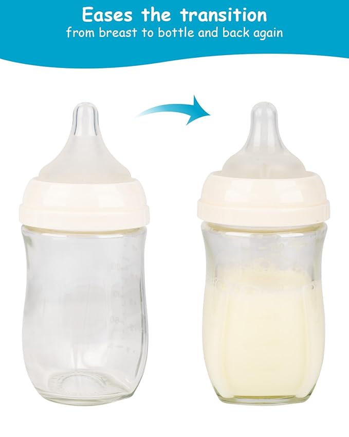 Silicone Nipple for Gulicola Natural Glass Bottle, Slow Flow Nipple Level 1, 1 m+, 4 Count