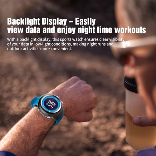 EZON GPS Running Watch with Distance Pace Alarm and Calorie Counter and Stopwatch for Men (Blue)