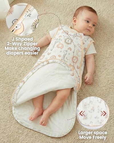 WYTbaby 2 Pack Baby Sleep Sack 1.5 1.0 TOG, 100% Cotton Sleeveless Wearable Blanket, 2-Way Zipper, 0-24 Month