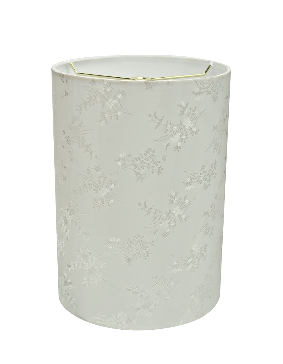 Aspen Creative Drum Lamp Shade, Pearl White, 8inx8inx11in, Model 31026A, Grid Textured Fabric