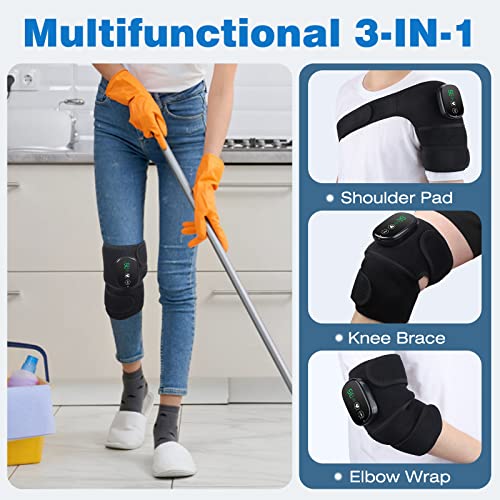 MOAJAZA Cordless Knee Heating Pad with Vibration, FSA or HSA Eligible, Heated Knee Brace Wrap, Heating Pad for Shoulder El...