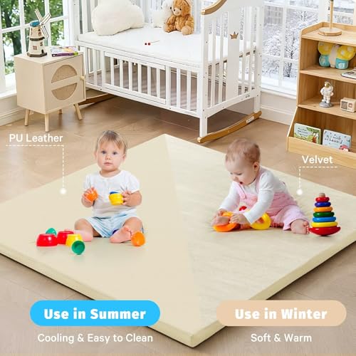 ILPEOD Waterproof Baby Play Mat for Floor 1.3"Thick Memory Foam 50*50 Cushion Playpen Playmat Tummy Time Crawling Mat Nurs...