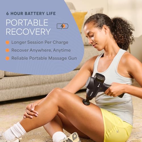 LifePro Sonic Pro Handheld Electric Massage Gun – Deep Tissue Percussion Massager Gun with 10 Speeds & 9 Heads – Muscle Ma...