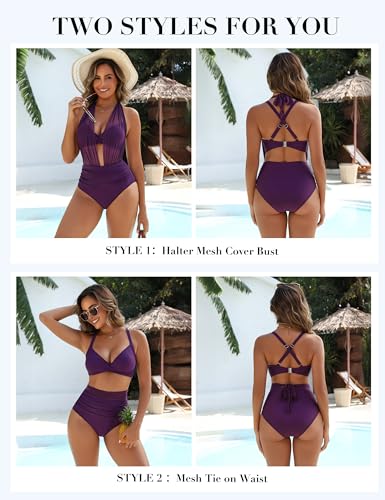 Blooming Jelly High Waisted Bikini Sets for Women Tummy Control Swimsuits Two Piece Sexy Modest Mesh Bathing Suit 2025