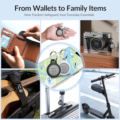 Tracker Tag (4 Pack) - Apple MFi Certified & IP67 Waterproof | Works with Apple Find My Network (iOS) to Track Keys, Walle...