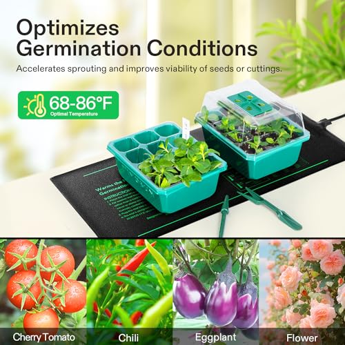 VIVOSUN 2 Pack Durable Waterproof Seedling Heat Mat 10" x 20.75" UL & MET-Certified Warm Hydroponic Heating Pad for Germin...
