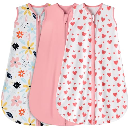 BSTOPPT 3 Pack Baby Sleep Sack 0-6 Months 100% Rayon Cotton Baby Sleeping Bag 2-Way Zipper Toddler Wearable Blankets Comfy...