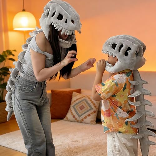 LUMIXA Dinosaur Skeleton Plush Costume - Cozy 3D Spinosaurus Outfit for Kids & Adults Wearable Cuddly Toy for Dress Up & Play