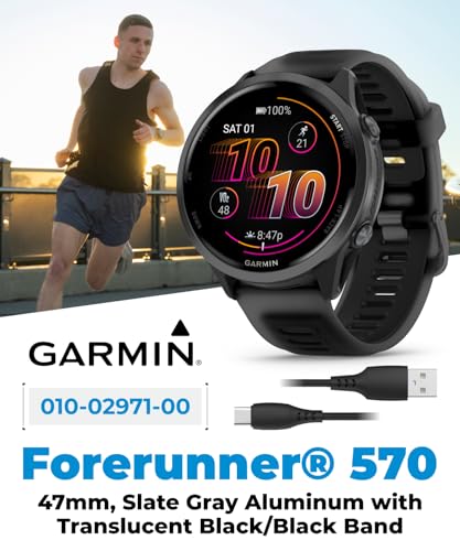 Garmin Forerunner 570 47mm Advanced GPS Running & Triathlon Smartwatch, AMOLED Display, Training & Recovery, Slate Gray Al...