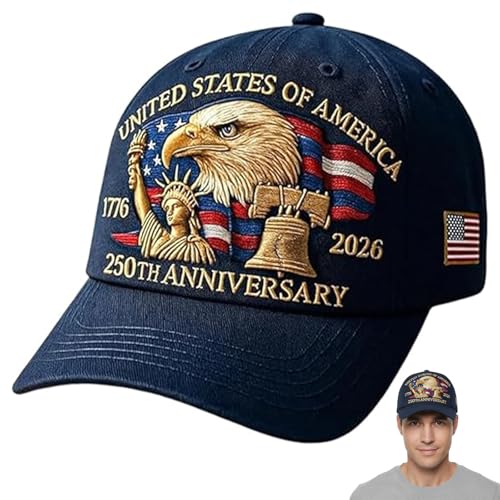 250 Anniversary USA Hat, Adjustable 250 Year American Anniversary Hat