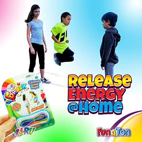Chinese Jump Rope Elastic Jumping Rope Game for Kids & Adults I by JA-RU | Colorful Stretch Skip Rope for Girls and Boys. ...