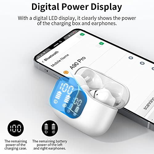 Btootos Wireless Earbuds Bluetooth 5.4 Headphones Bass Stereo Ear Buds with Noise Cancelling Mic LED Display in Ear Earpho...