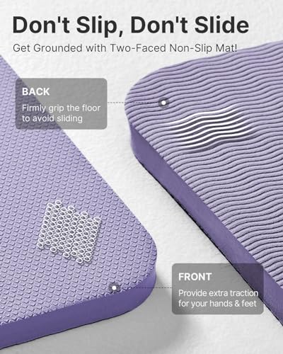 YOTTOY Yoga Mat，Extra Thick Yoga Mat (1/2inch),Professional TPE Exercise Mat,Non-Slip Workout Mat for Yoga, Pilates, Fitne...