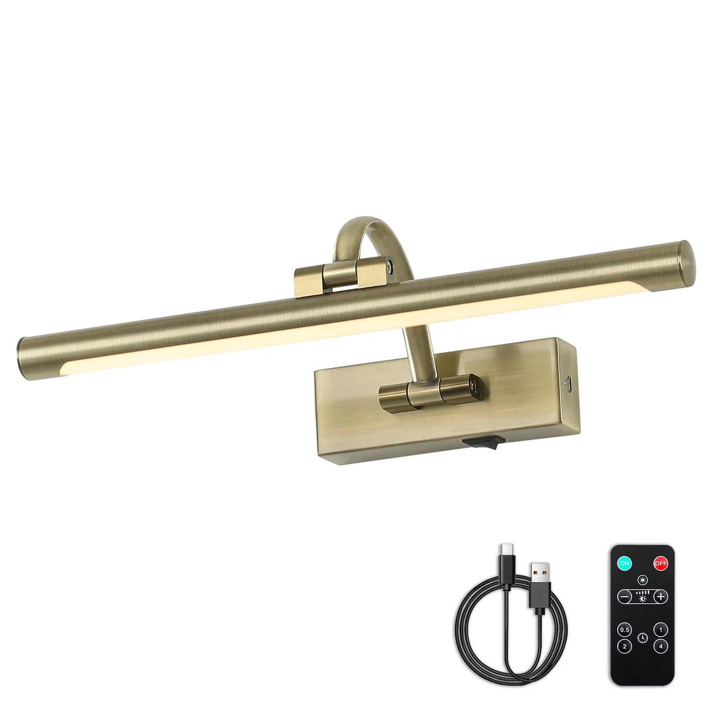 DESOOP Wireless Picture Light, Rechargeable Battery Art Light, Remote & Timer, 16in Antique Bronze, Model 7115