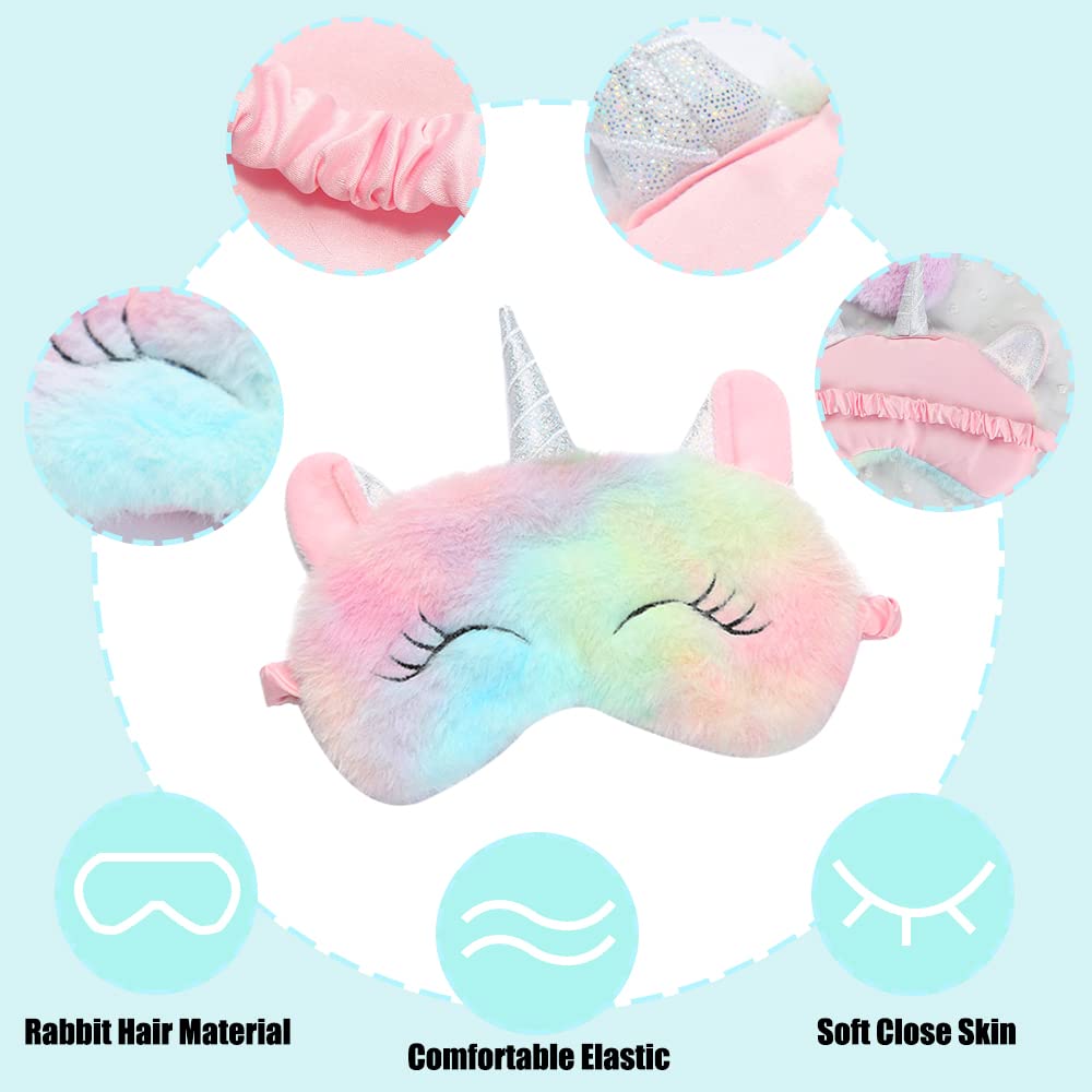 4 Pcs Cute Sleep Mask Animal Sleep Mask Soft Plush Blindfold Eye Covers for Sleeping Women Girls Kids