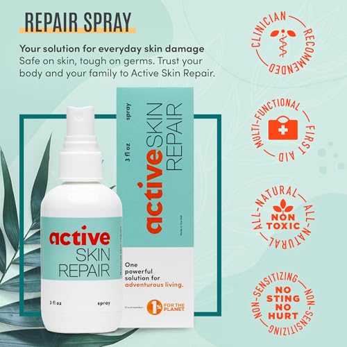 Active Skin Repair First Aid Healing Skin Spray - Natural & Non-Toxic with Hypochlorus Acid for Minor Cuts, Wounds, Scrape...