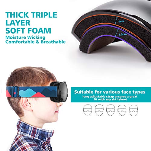 OutdoorMaster Kids Ski Goggles, Snowboard Goggles - Youth Snow Goggles