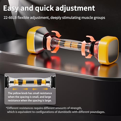 Shaking Weight Adjustable Dumbbell Set 22-66 lbs,Weight for Full Body Workout, Home Gym Equipment for Men & Women, Adjusta...
