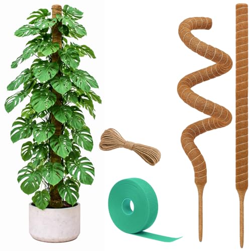 Craft911 Moss Pole Monstera Plant Support – 2 Pack 28” Bendable Moss Pole Monstera Plant Support, Plant Stakes for Indoor ...
