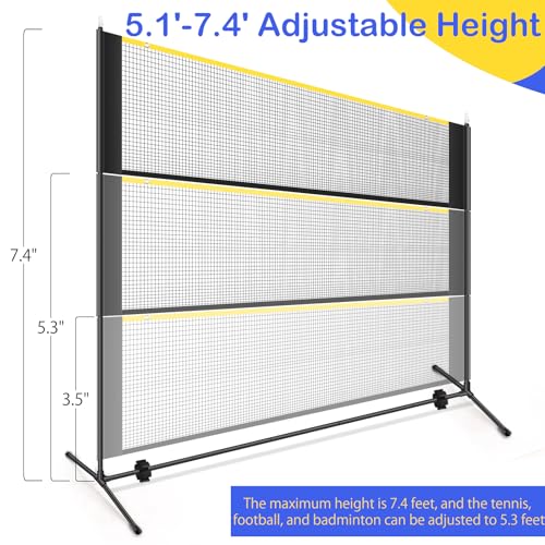 Badminton Pickleball Net, Adjustable Height Portable Badminton Net-2-in-1 Volleyball and Badminton Set, Pickleball Net for...