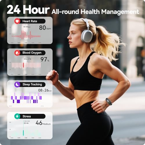 AMOLED Fitness Tracker Watch with 24/7 Heart Rate/SpO2/Sleep Monitor, IP68 Waterproof Smart Watch, Step Calorie Counter Pe...