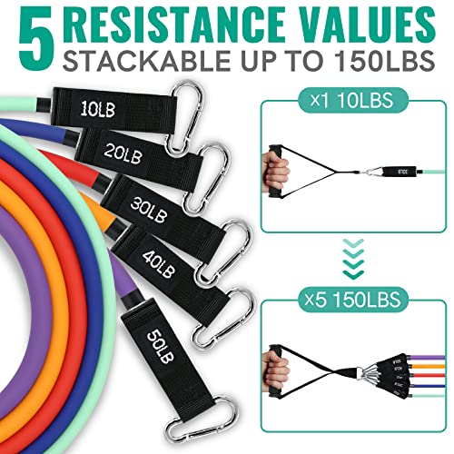 Aihoye Resistance Bands for Working Out, Exercise Bands with Handles, Stretch Bands for Exercise, Workout Bands with Door ...