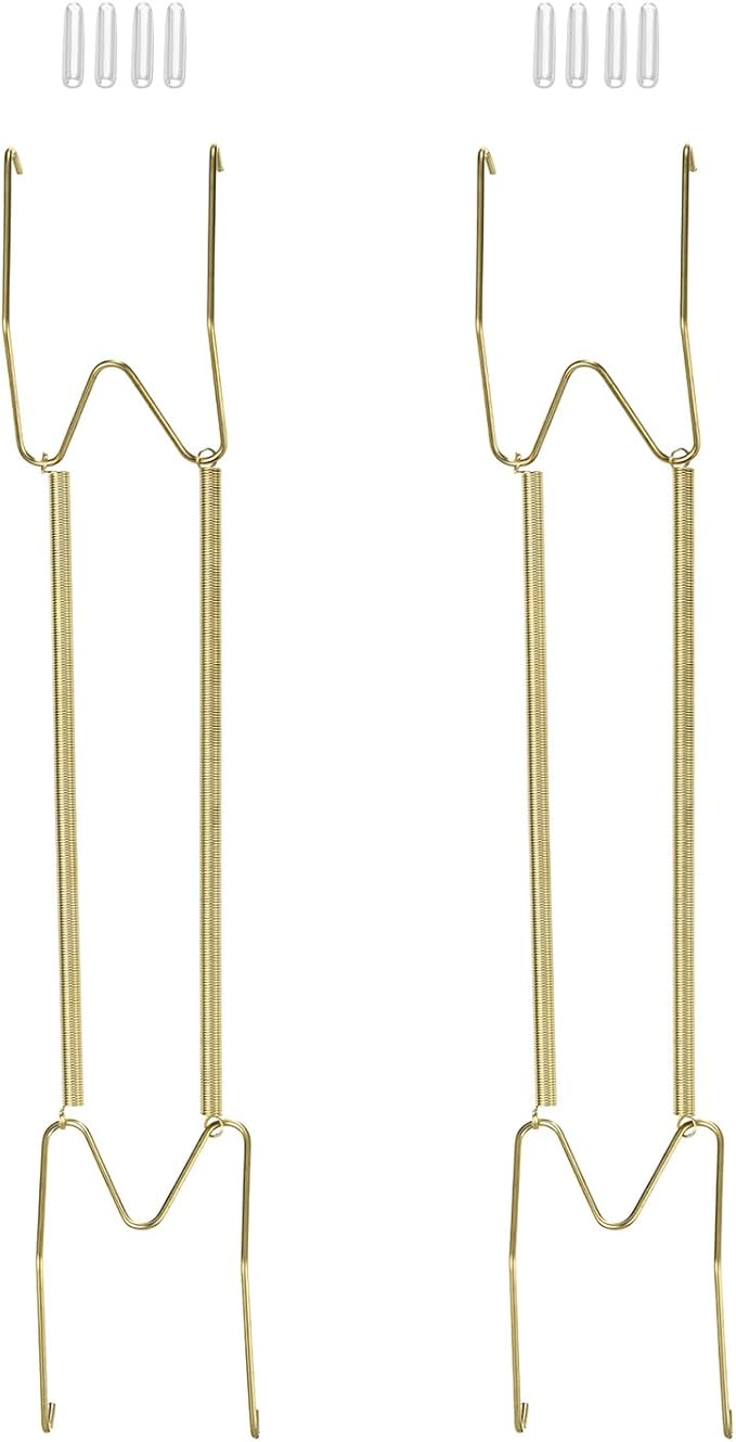 uxcell 4Pcs Plate Hanger, 16 Inch W Type Stainless Steel Invisible Wall Plate Hangers for Decorative Plates, Gold, Silver