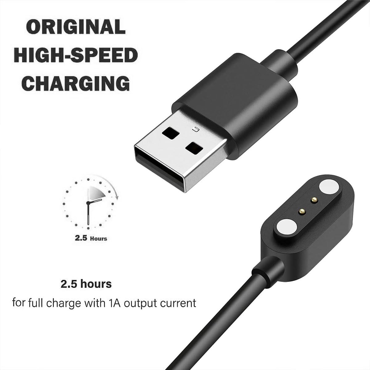 2 Pin Chargers For Veryfit Smart Watch Cord, 2-Pack [Model A + Model B, Only One Fit] 2.8Mm Magnetic Usb Charging Cable For Smar
