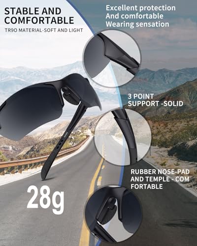 Polarized Sports Sunglasses for Men Women Youth Baseball Running Cycling Driving Fishing Tennis Golf Motor TAC UV400 TR90