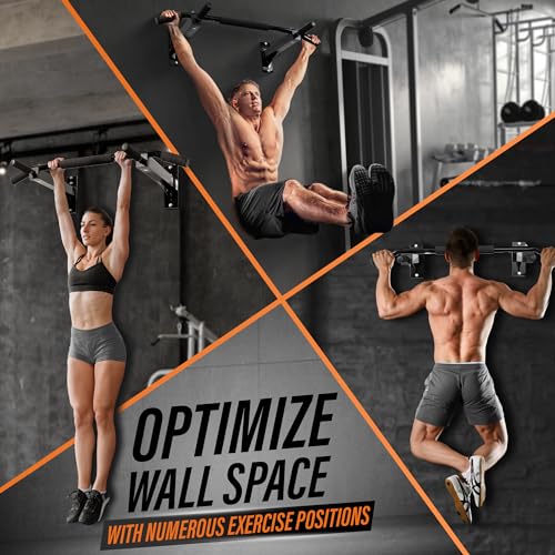 Yes4All Pull Up Bar Wall Mounted - Multifunctional Wall Mounted Pull Up Bar for Home Gym Workout Strength Training Equipment