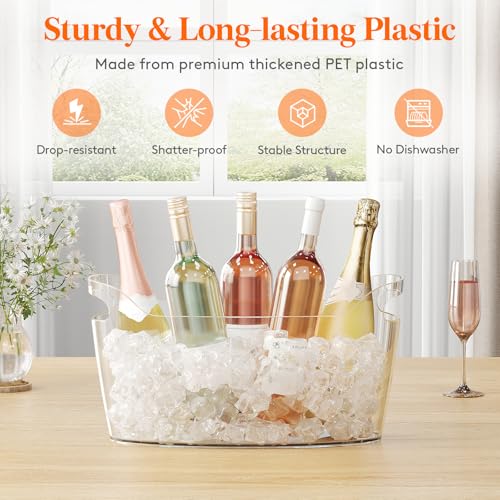Lifewit Large 6.5L Ice Bucket for Parties 4 Pcs (in 1 Package), Portable Drink Bucket for Cocktail Bar, Plastic Champagne ...