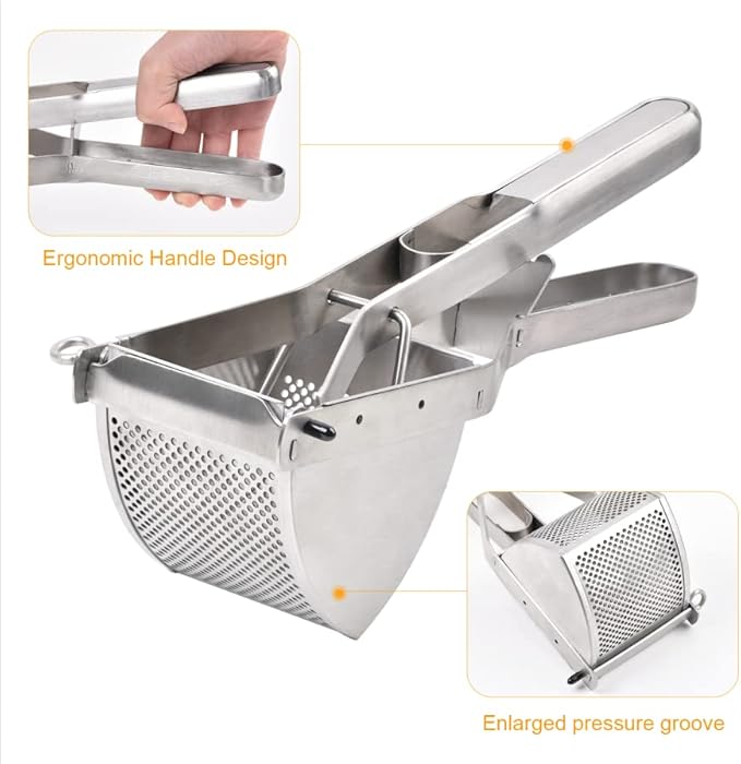 Potato Ricer, CUGLB Stainless Steel Professional Ricer for Mashed Vegetables and Kitchen Tool, Mash Potato Masher for Creamy Mashed Vegetables