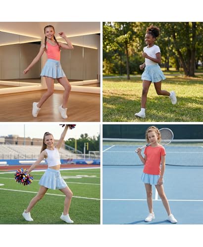 Stelle Butterfly Shorts Girls with Pocket Athletic Flowy Short 2 in 1 Dance Cheer Running Tennis Sports Skort 4-15 Years