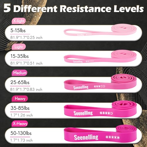 Seenelling Resistance Bands for Exercise Working Out, 5-Level Pull-Up Assistance Full-Body Training Bands for Women Men Ho...