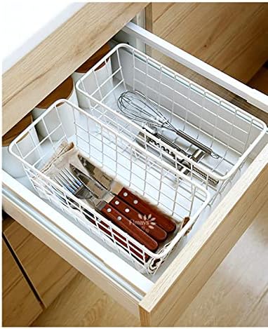 Hanging Kitchen Baskets Adhesive Sturdy Wire Storage Baskets with Kitchen Food Pantry Bathroom Shelf Storage No Drilling Wall Mounted,White,2 Pack