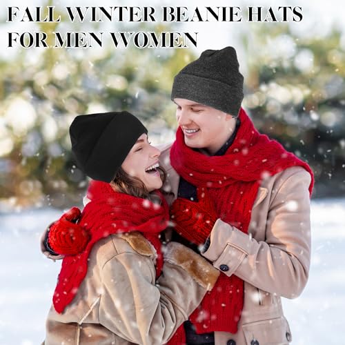 lucdnc Beanies for Men Women 2 Pack Fall Winter Men's Hats Unisex Warm Knit Skullies Beanies Soft Ski Caps