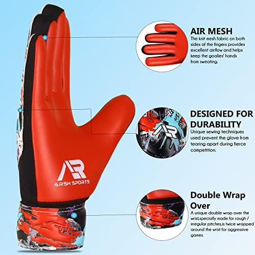 Arsh Sports Soccer Goalie Gloves,Football Goalkeeper Gloves for Kids Boys Youth Children Double Wrist Protection Along 4mm...