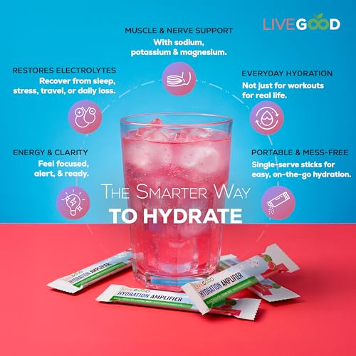 LiveGood Hydration Amplifier Watermelon, Electrolyte Powder with Minerals for Hydration, Energy, Mental Focus and Muscle S...