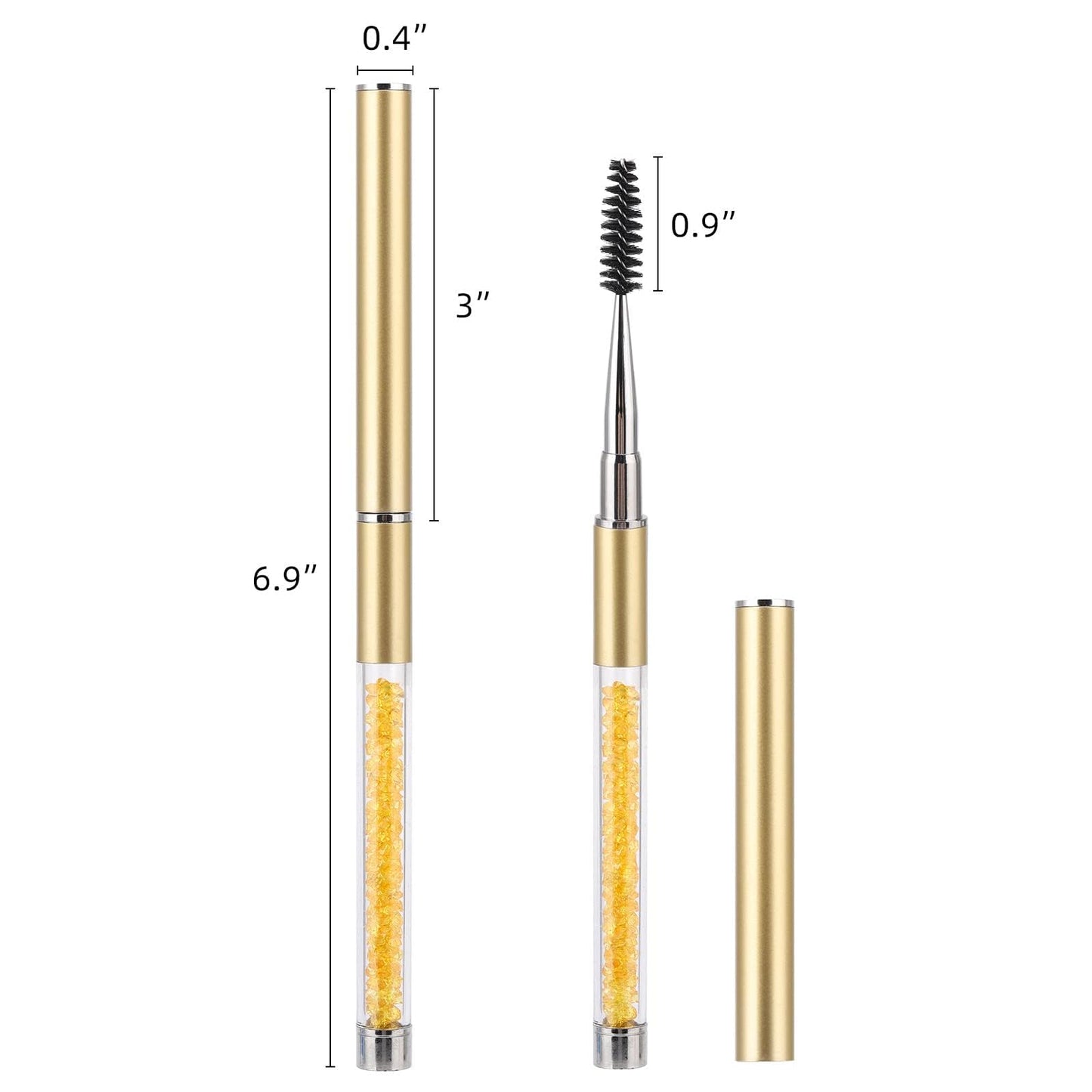 Tbestmax Eye Brush Mascara Wands Eyelash Spoolie Brushes Eye Brow Brush Applicator with Cap for Travel, Crystal White Black Gold